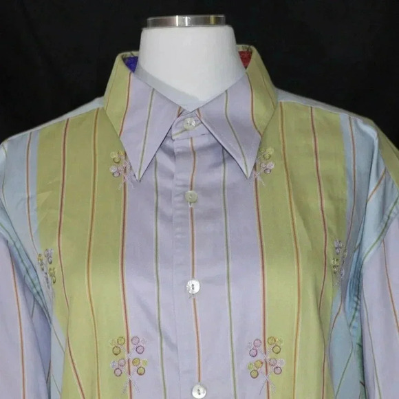 Robert Graham Pastel Multi-Color Striped Floral - Picture 2 of 8